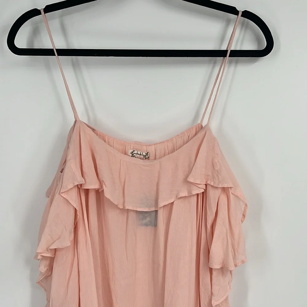 Intimately Free People Light Petal Pink Ruffle Tank Top Size Medium